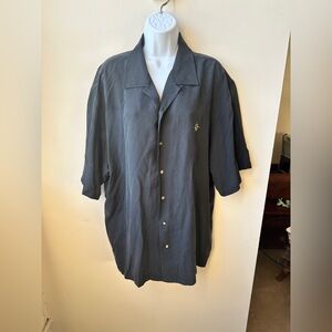 Cutter & Buck Black 100% Silk Short Sleeve Button Down Shirt, Size XL
